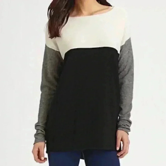 VINCE | Neutral Color Block, 100% Cotton Oversized, Lightweight Sweater - Picture 1 of 7